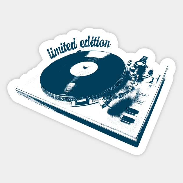 Blue Turntable And Vinyl Record Illustration Sticker by Spindriftdesigns